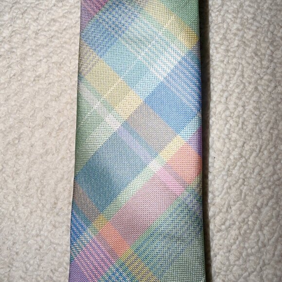 Stafford Pastel Plaid Necktie - Picture 2 of 2